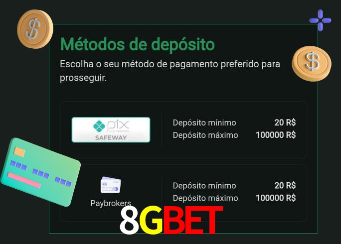 O cassino 8Gbet oferece uma grande variedade de métodos de pagamento